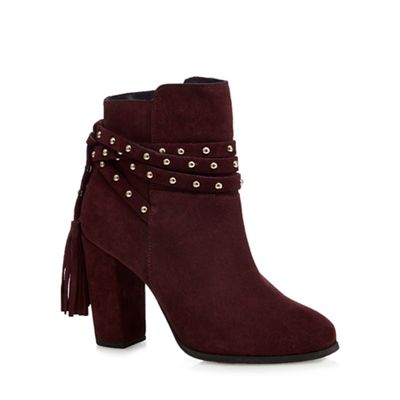 Faith Dark red suede 'Bethany' high ankle boots